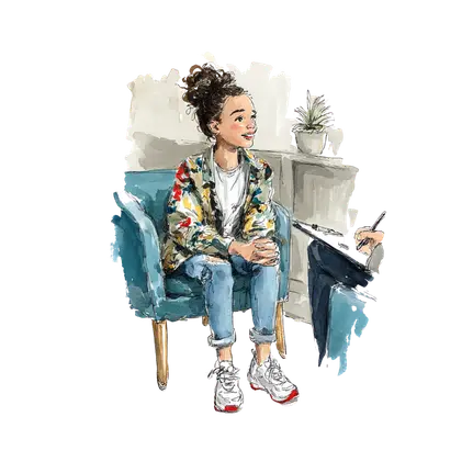 Teenager receiving one-to-one therapy session with a case manager