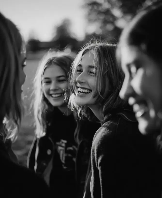 Group of teenage girls in park in London in experiential therapy