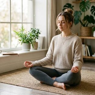 Calm meditation near window