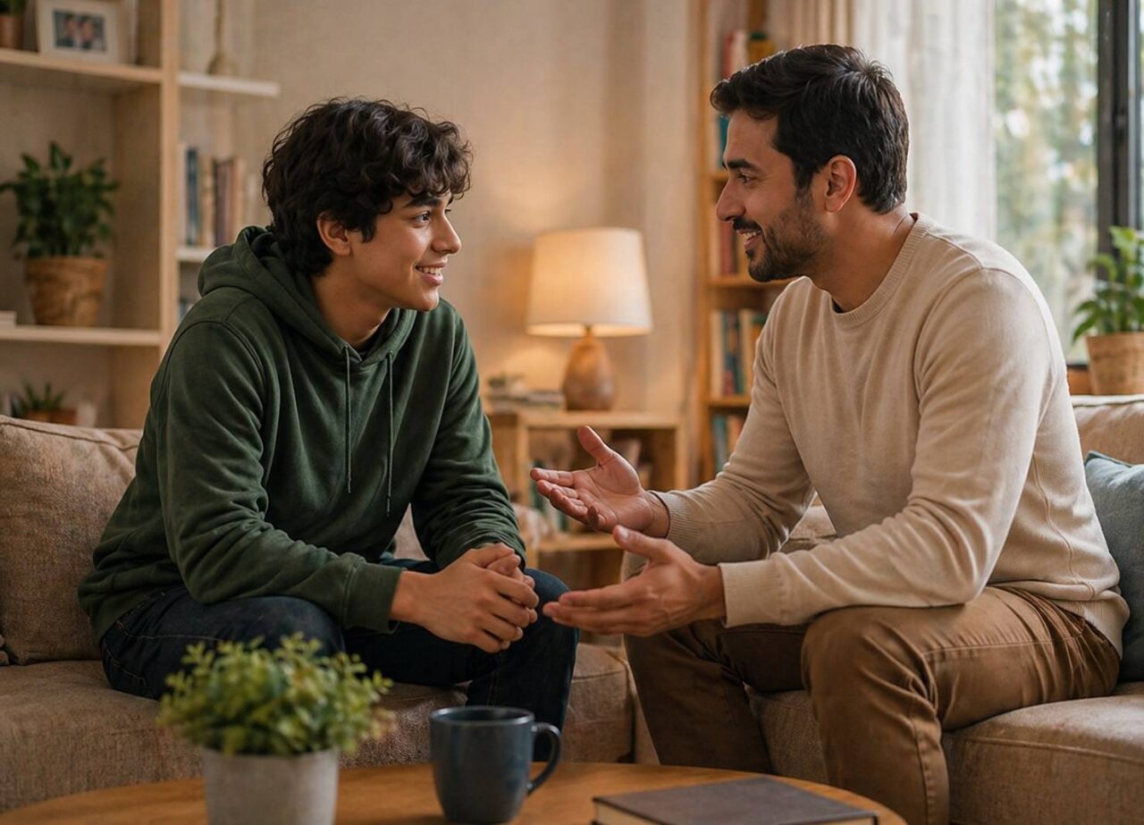 Friendly mentor youth conversation