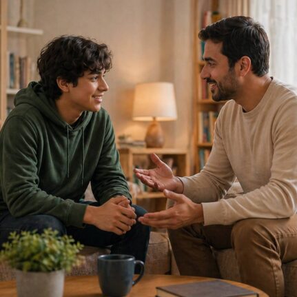 Friendly mentor youth conversation