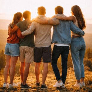Group of friends supporting each other