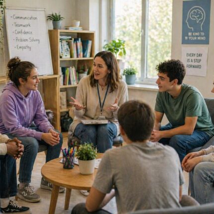 Teen group discussion session