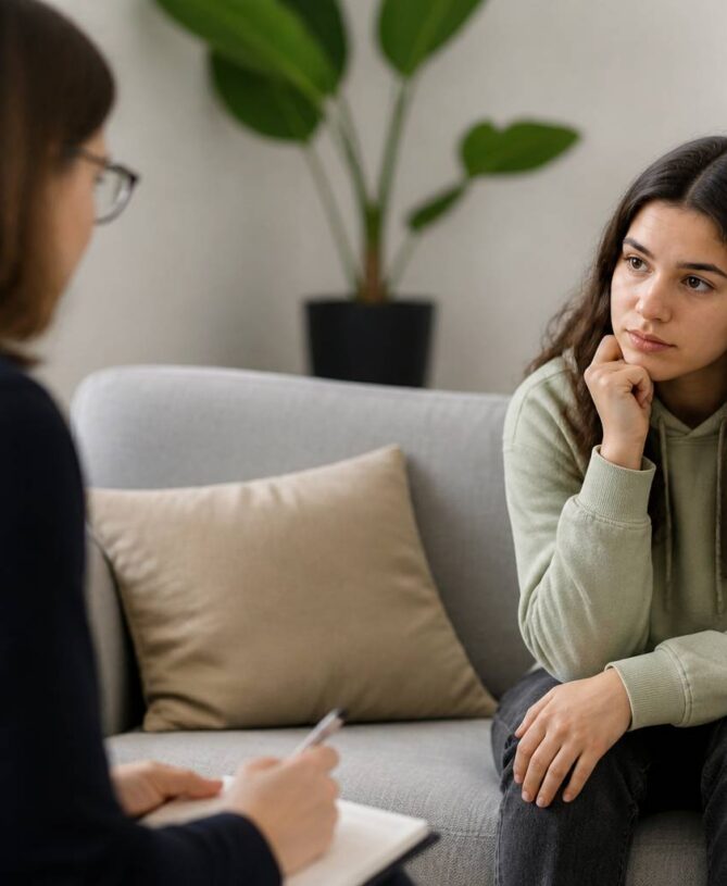 calm support session with young adult