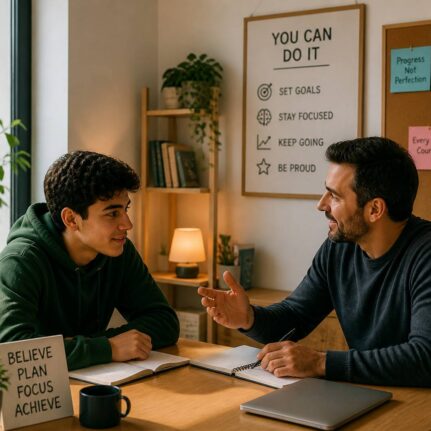 mentor guiding young adult conversation