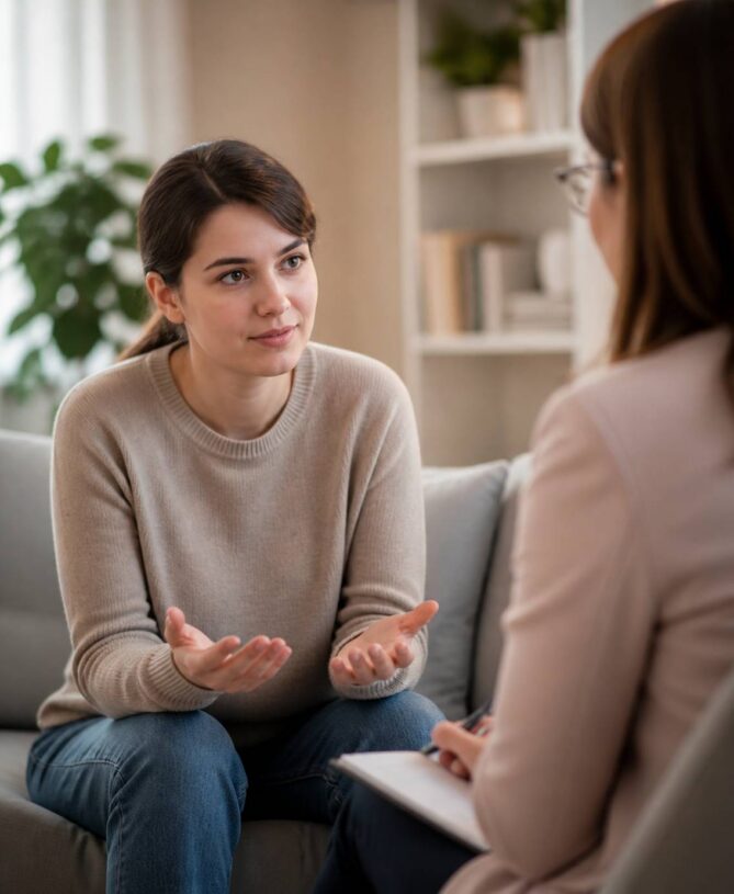 supportive conversation calm setting