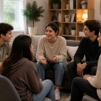 young adults friendly group discussion
