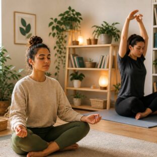 young adults practicing mindfulness together