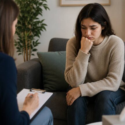 young woman counselling session indoors